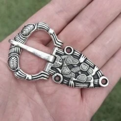 Silver Plated Oseberg Style Viking Buckle -The Viking Dragon pp silver plated oseberg viking buckle on hand