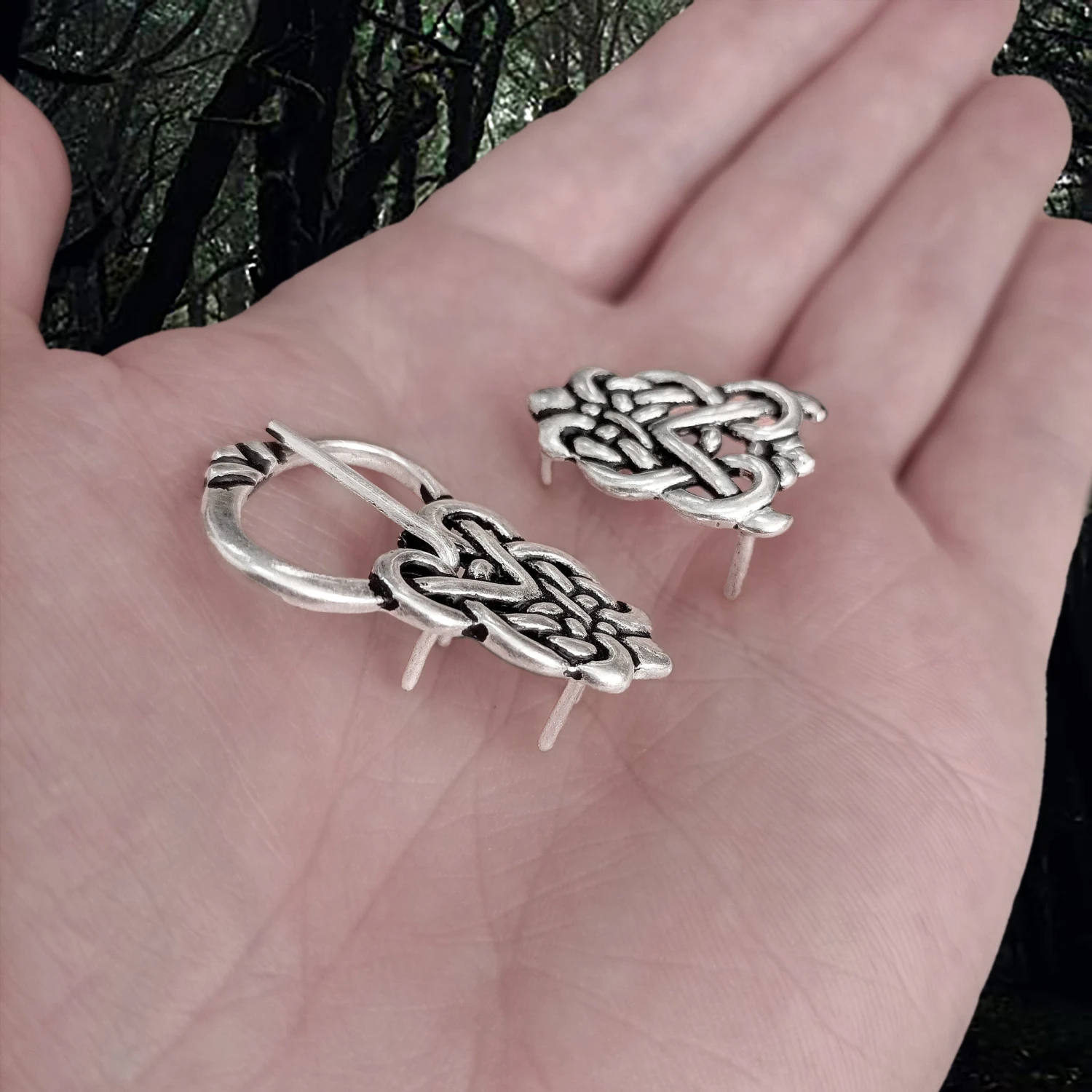 Silver Plated Ringerike Style Knotwork Viking Buckle Set 5 Silver Plated Ringerike Style Knotwork Viking Buckle Set - Image 3