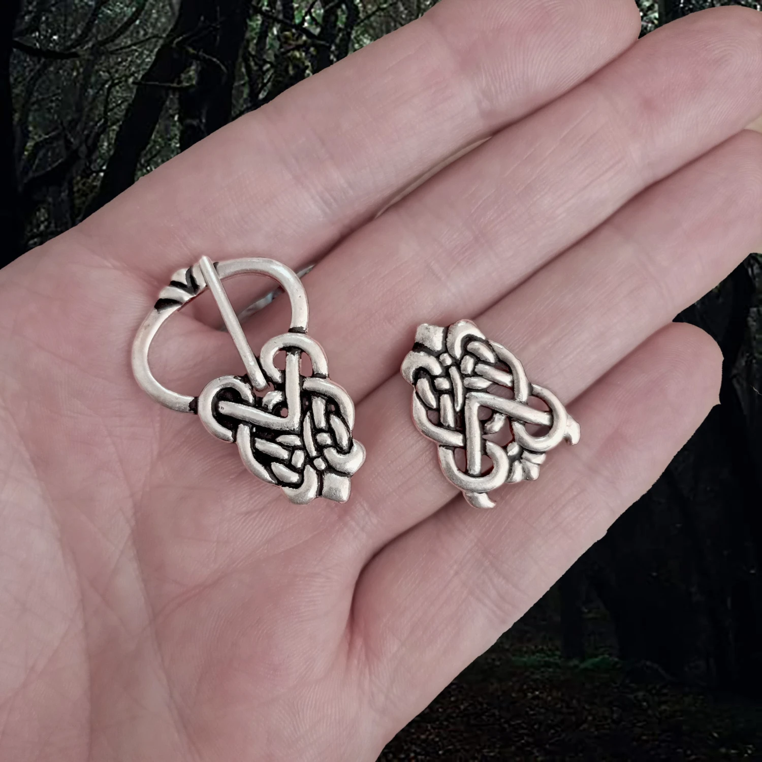 Silver Plated Ringerike Style Knotwork Viking Buckle Set 4 Silver Plated Ringerike Style Knotwork Viking Buckle Set - Image 2