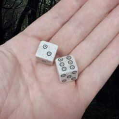Large Bone Dice With Black Dot And Rings Marks 9 Large Bone Dice With Black Dot And Rings Marks -The Viking Dragon rc large bone dice on hand 2