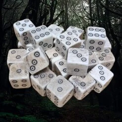 Large Bone Dice With Black Dot And Rings Marks