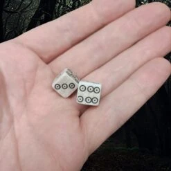 Medium Bone Dice With Black Dot And Rings Marks -The Viking Dragon rc medium bone dice on hand 2