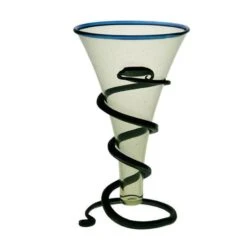 Blue Rim Glass Viking Cone Beaker With Iron Stand
