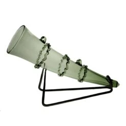 Glass Viking Drinking Horn With Iron Stand