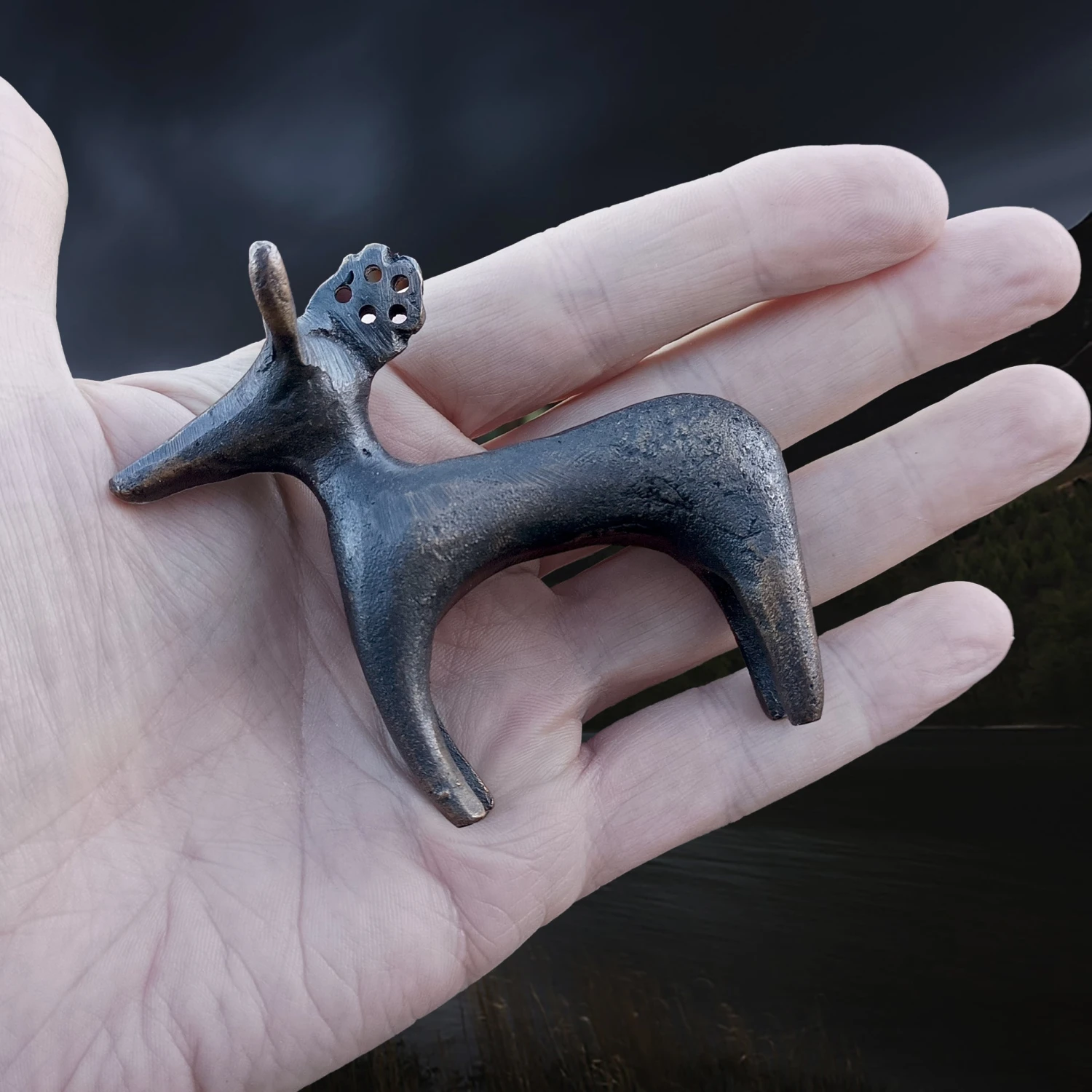 Bronze Age Scandinavian Bronze Bull / Reindeer Animal Statuette 4 Bronze Age Scandinavian Bronze Bull / Reindeer Animal Statuette - Image 2