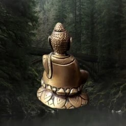 Viking Age Bronze Buddha Statuette Replica From Helgö -The Viking Dragon sg bronze age buddha statuette back angle view