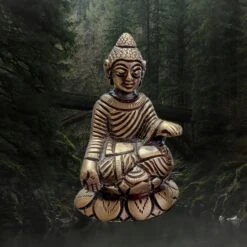 Viking Age Bronze Buddha Statuette Replica From Helgö -The Viking Dragon sg bronze age buddha statuette front angle view