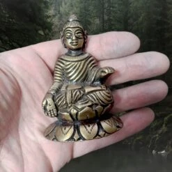 Viking Age Bronze Buddha Statuette Replica From Helgö -The Viking Dragon sg bronze age buddha statuette on hand