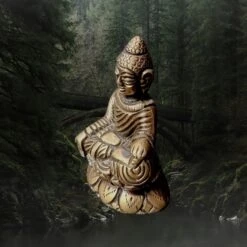 Viking Age Bronze Buddha Statuette Replica From Helgö -The Viking Dragon sg bronze age buddha statuette side angle view