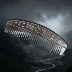 Decorated Horn Viking Comb -The Viking Dragon sg dark decorated viking comb dark background