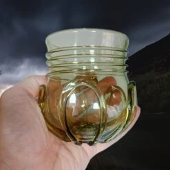 Round Viking Glass From Birka -The Viking Dragon sg glass beaker from birka in hand