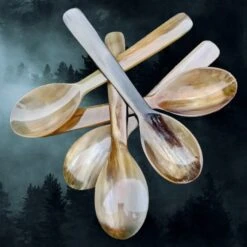 Large Horn Porridge Spoon -The Viking Dragon sg horn viking spoons