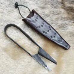 Hand-Forged Medium Snips -The Viking Dragon sg medium snips with kr leather dot and ring sheath