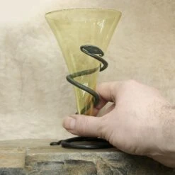 Glass Viking Cone Beaker With Iron Stand 7 Glass Viking Cone Beaker With Iron Stand -The Viking Dragon sg plain glass viking cone beaker with hand