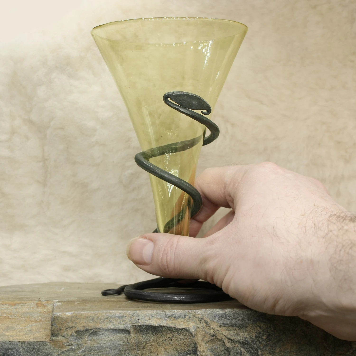 Glass Viking Cone Beaker With Iron Stand 5 Glass Viking Cone Beaker With Iron Stand - Image 3