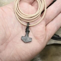Small Iron Thors Hammer Pendant -The Viking Dragon sg small iron thors hammer on hand