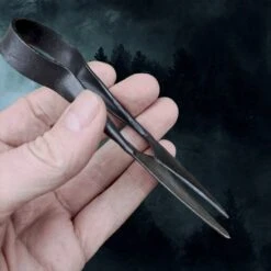 Viking Age Hand-Forged Snips / Shears -The Viking Dragon sg viking age iron medium snips in hand side view