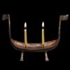 Hand-Forged Viking Longship Iron Candle Holder -The Viking Dragon sg viking ship candle holder with small beeswax candles