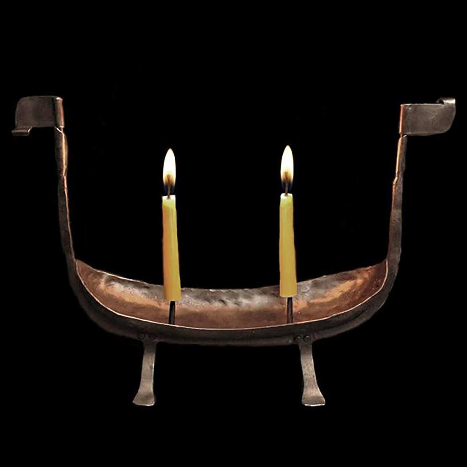 Hand-Forged Viking Longship Iron Candle Holder 3 Hand-Forged Viking Longship Iron Candle Holder
