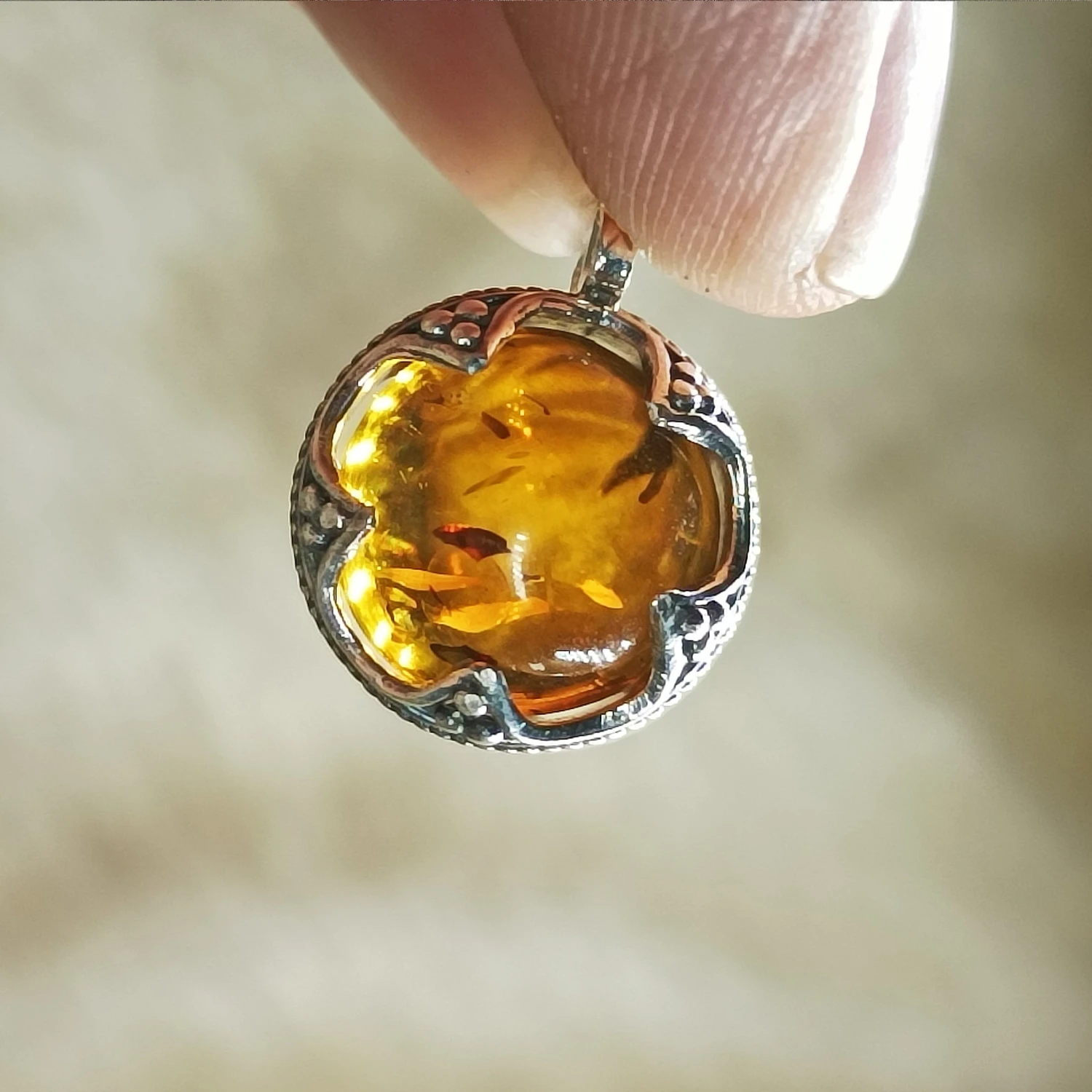 Silver Gotland Filigree Amber Ball Pendant 5 Silver Gotland Filigree Amber Ball Pendant - Image 3