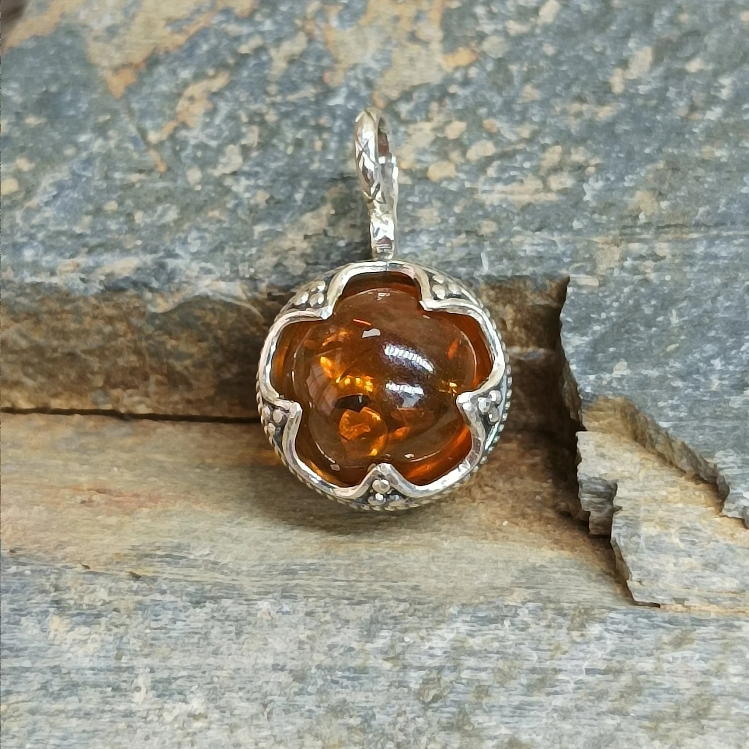 Silver Gotland Filigree Amber Ball Pendant 6 Silver Gotland Filigree Amber Ball Pendant - Image 4