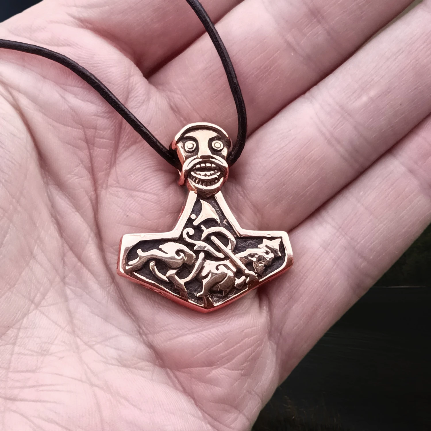 Bronze God Beast Thors Hammer Pendant 6 Bronze God Beast Thors Hammer Pendant - Image 4