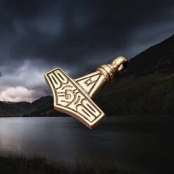 Bronze Gotland Replica Thors Hammer Pendant -The Viking Dragon sn bronze gotland thors hammer back angle view