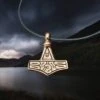 Bronze Gotland Replica Thors Hammer Pendant -The Viking Dragon sn bronze gotland thors hammer on thong back