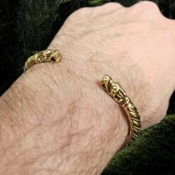 Handmade Twisted Bronze Bracelet With Gotlandic Dragon Heads