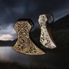 Bronze Knotwork Axe Head Pendant -The Viking Dragon sn bronze knotwork axehead pendant front and side view