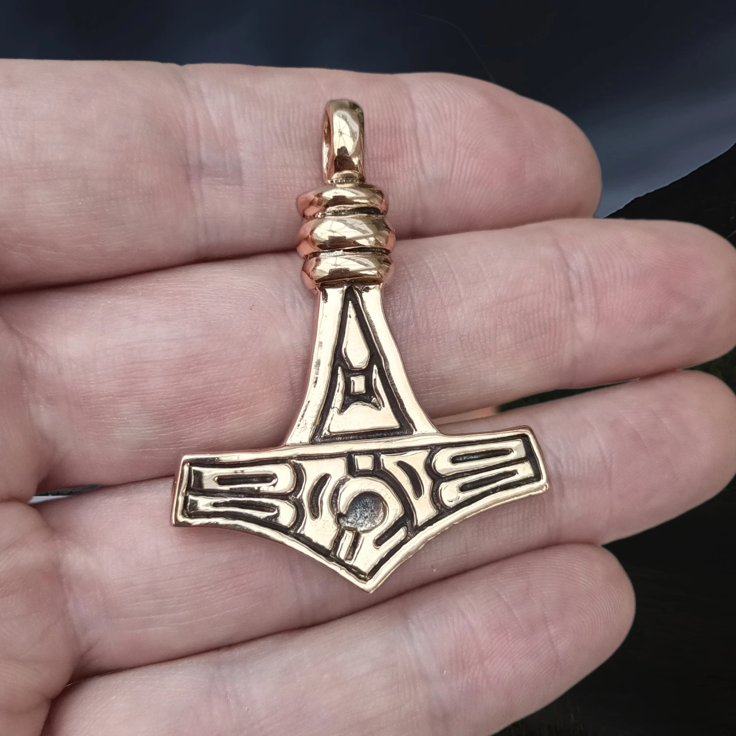 Large Bronze Gotland Replica Thors Hammer Pendant 4 Large Bronze Gotland Replica Thors Hammer Pendant - Image 2