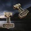 Medium Bronze Thors Thunder Hammer Pendant -The Viking Dragon sn bronze medium thunder hammer front and side angle