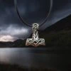 Small Bronze Interlace Thors Hammer Pendant -The Viking Dragon sn bronze small interlace thors hammer pendant on leather thong