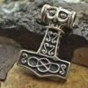 Large Bronze Thors Thunder Hammer Pendant -The Viking Dragon sn bronze thunder hammer on wood