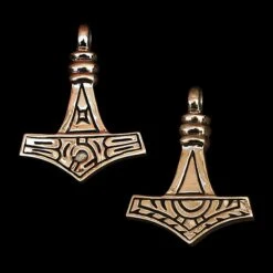 Bronze Gotland Replica Thors Hammer Pendant -The Viking Dragon sn gotland thors hammer bronze front and back
