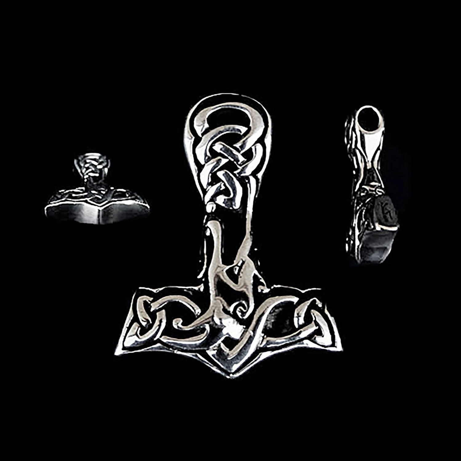 Large Silver Interlace Thors Hammer Pendant 3 Large Silver Interlace Thors Hammer Pendant