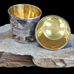 Silver And Gold Jelling Cup Replica -The Viking Dragon sn silver and gold jelling cup interior knotwork design