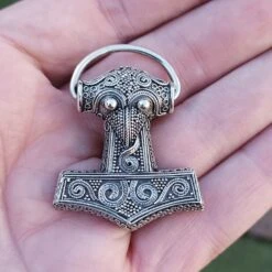 Silver Filigree Thors Hammer Pendant Replica From Kabara -The Viking Dragon sn silver filigree kabara thors hammer on hand