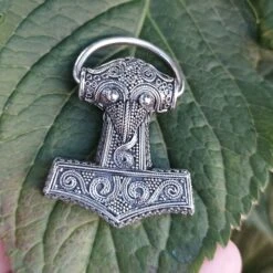 Silver Filigree Thors Hammer Pendant Replica From Kabara -The Viking Dragon sn silver filigree kabara thors hammer on leaf