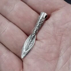 Finnish Spear Head Viking Pendant -The Viking Dragon sn silver finnish viking spear pendant on hand
