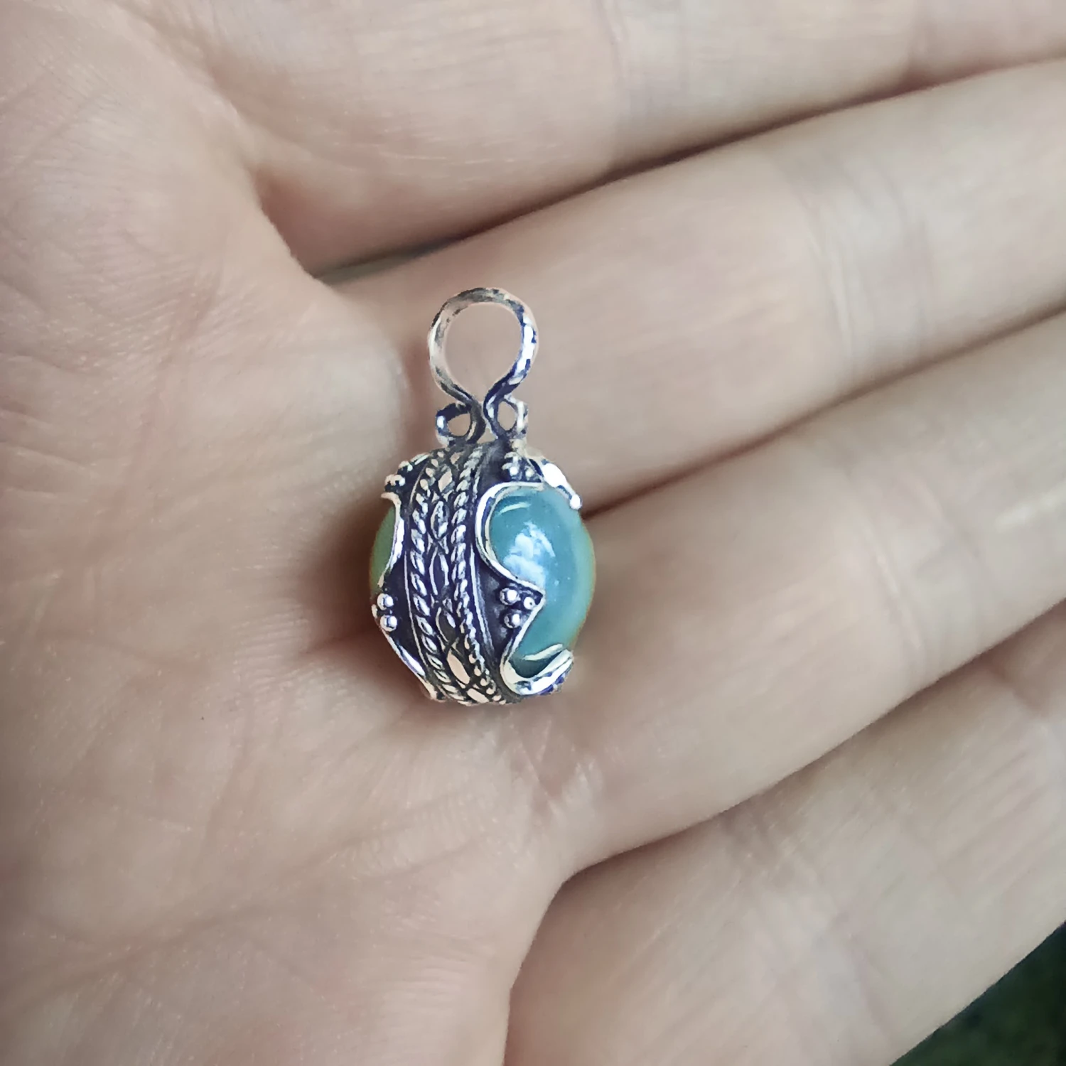 Small Silver Gotland Aventurine Ball Pendant 6 Small Silver Gotland Aventurine Ball Pendant - Image 4