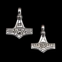 Silver Gotland Replica Thors Hammer Pendant -The Viking Dragon sn silver gotland thors hammers front and back