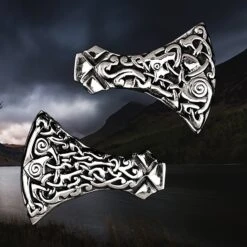 Silver Mammen Axe Head Viking Pendant 9 Silver Mammen Axe Head Viking Pendant -The Viking Dragon sn silver mammen axehead pendant front and back