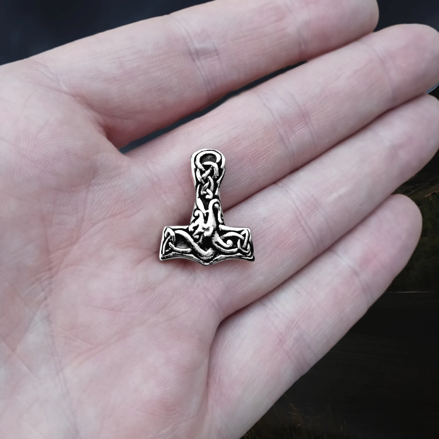 Small Silver Interlace Thors Hammer Pendant 4 Small Silver Interlace Thors Hammer Pendant - Image 2