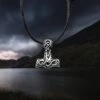 Small Silver Interlace Thors Hammer Pendant 1 Small Silver Interlace Thors Hammer Pendant -The Viking Dragon sn silver small interlace thors hammer pendant on leather thong
