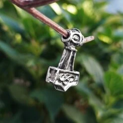 Small Silver Thunder Thors Hammer Pendant -The Viking Dragon sn silver small thunder hammer in tree side view
