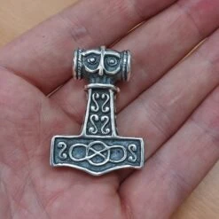 Large Silver Thors Thunder Hammer Pendant