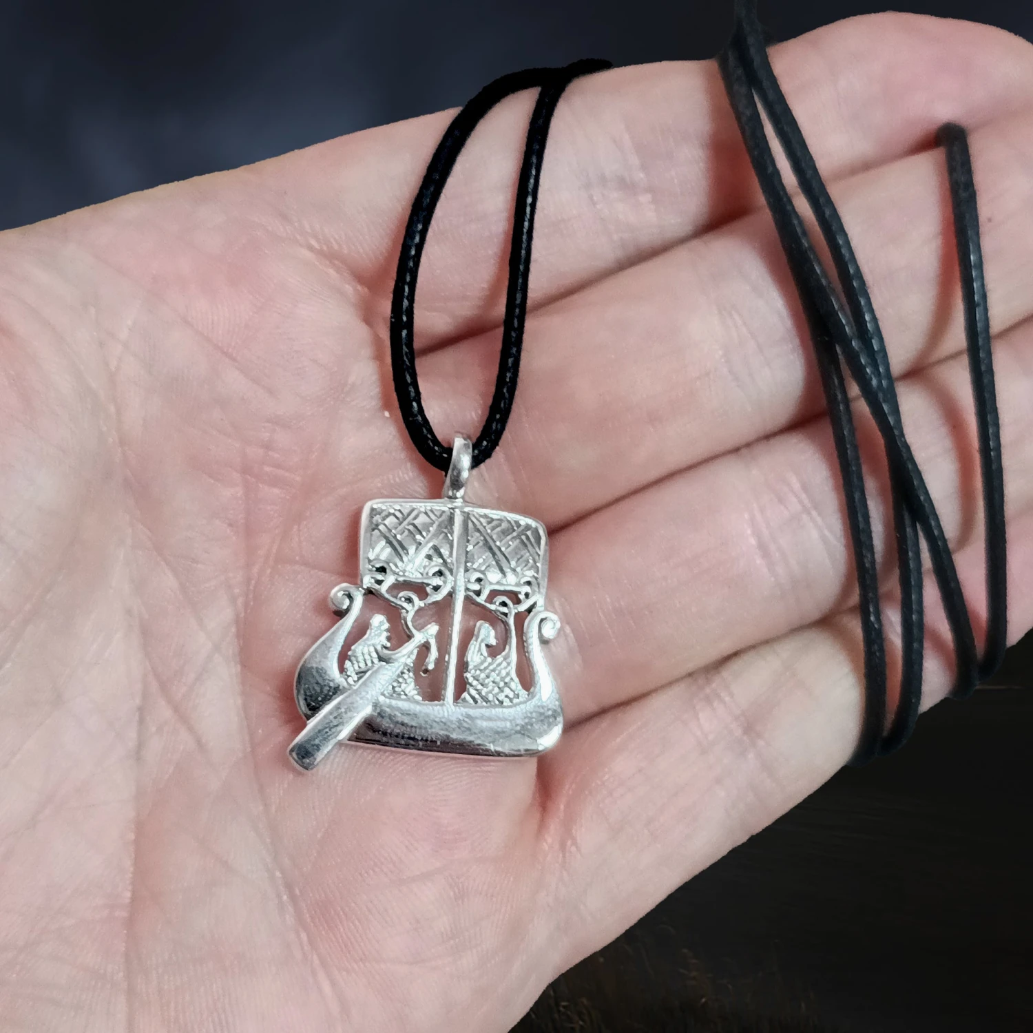 Silver Gotland Viking Stone Ship Pendant 4 Silver Gotland Viking Stone Ship Pendant - Image 2