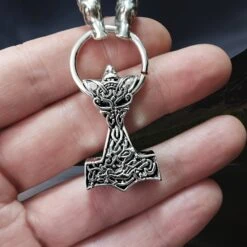 Silver Wolf Thors Hammer Pendant