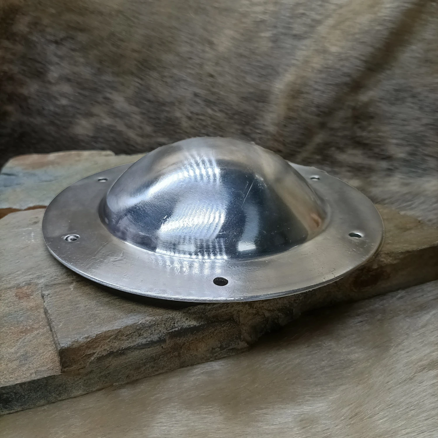 Domed Viking Shield Boss With Rivet Holes - Spun 4 Domed Viking Shield Boss With Rivet Holes - Spun - Image 2